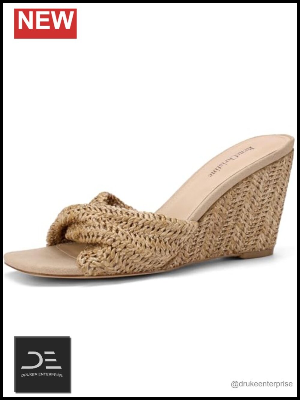 Women's Woven Wedge Sandals Square Toe 3.3" Heel Slip On Evening Dress Shoes